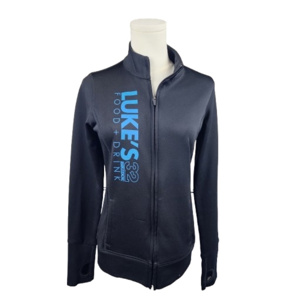 Luke Bryan 32 Bridge Black Zip-Up Jacket with Blue Logo Womens Small Full Zip